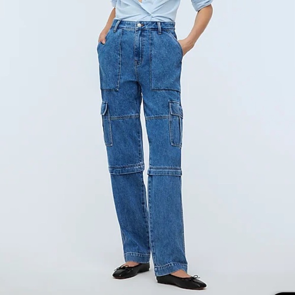 Madewell Baggy Straight Cargo Jeans in Thetford Wash: Zip-Off Edition NWT - Picture 1 of 5
